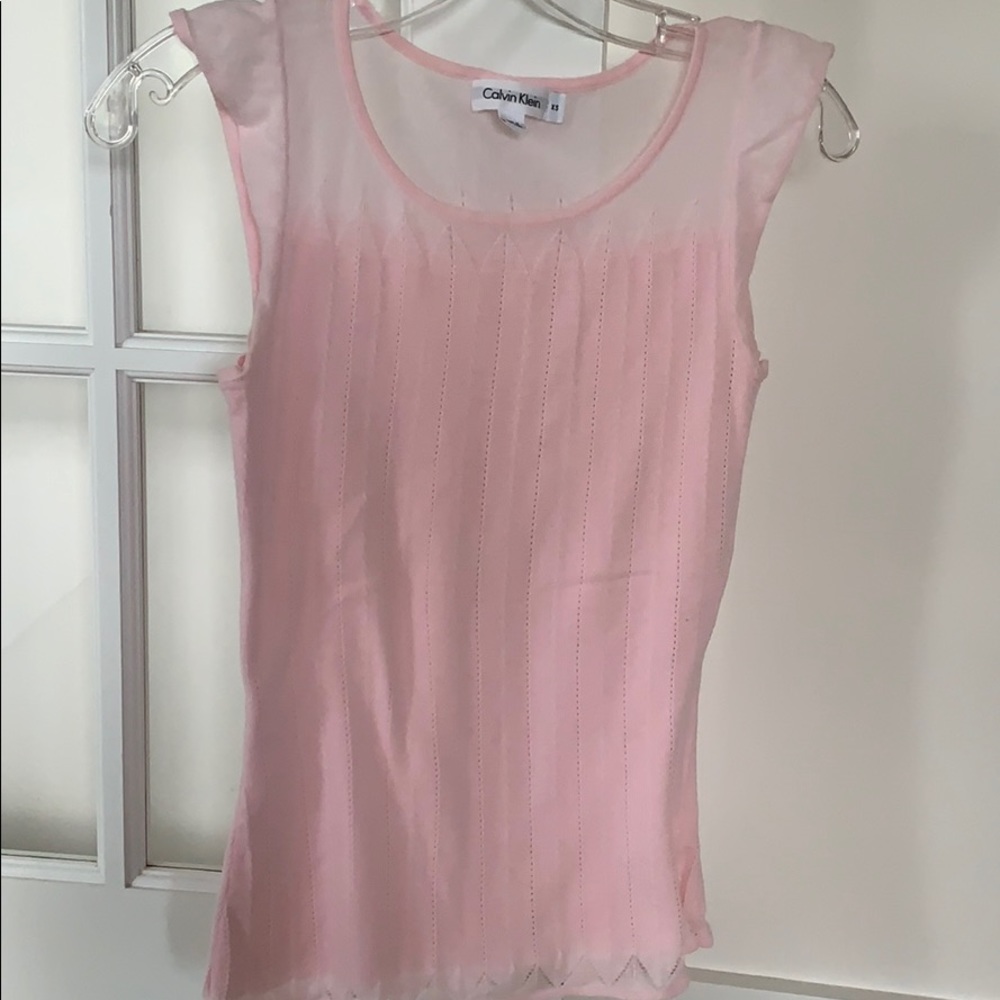 Calvin Klein pink flutter cap sleeve sweater